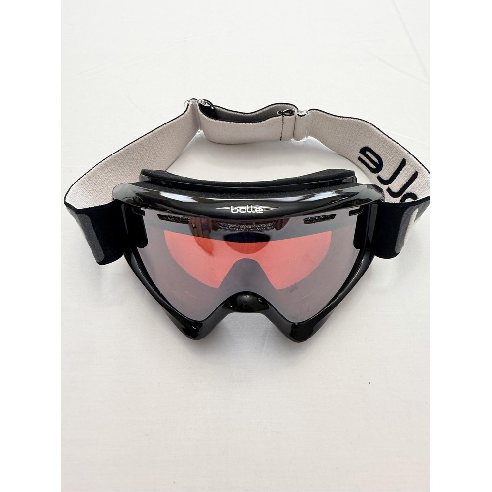 Bolle Ski Goggles Mens Black Red Tinted Shield Adjustable Strap Snowboarding